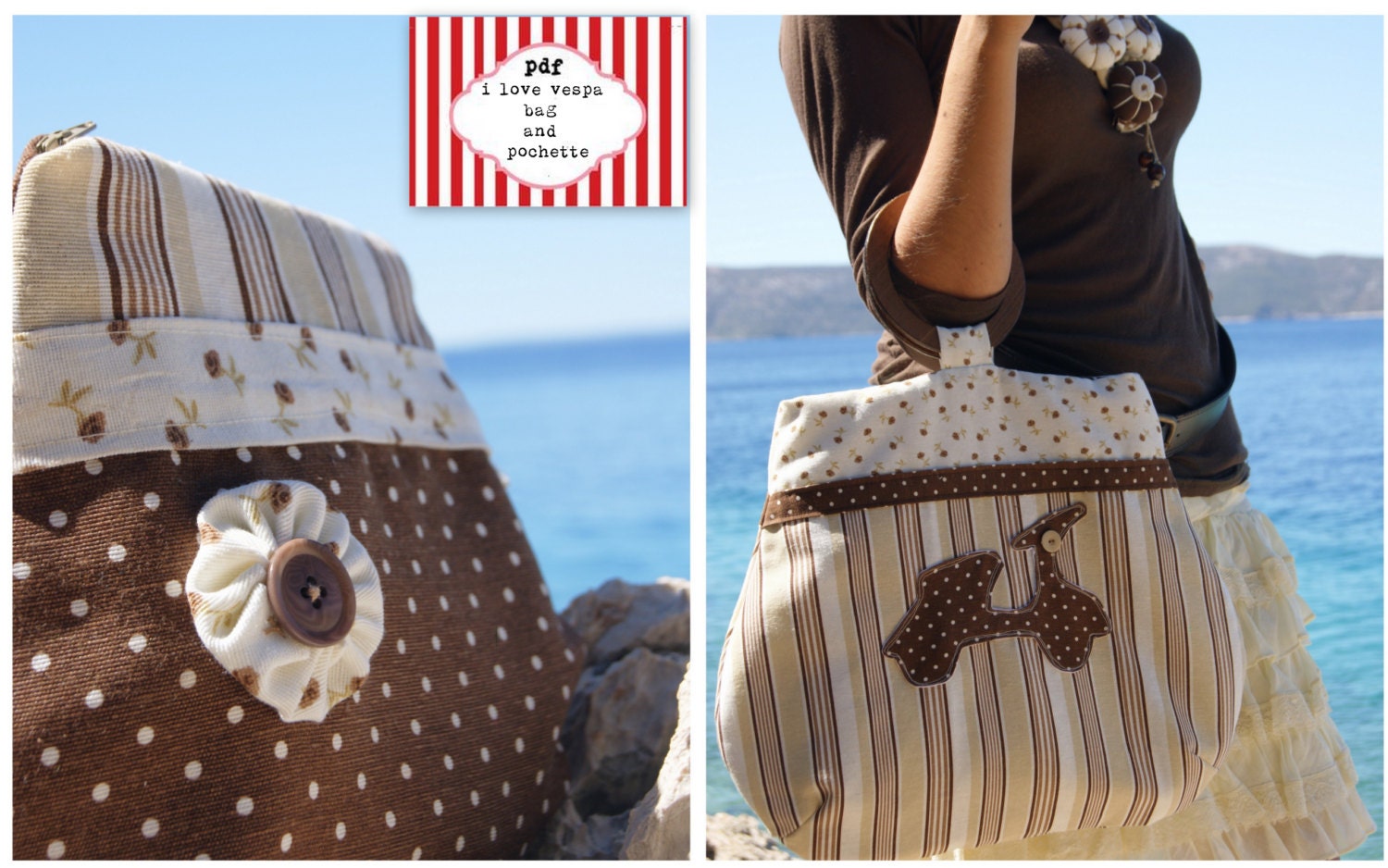 Sweet Bag PDF Sewing Handbag Pattern - Purse, Handbag, Shoulder or Tote Bag Pattern,vintage'60 ,