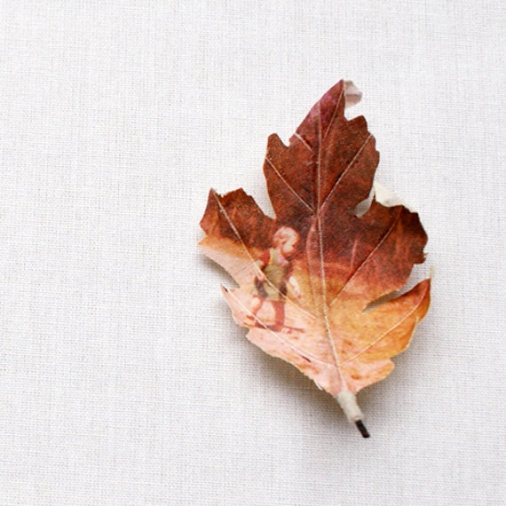 Custom made Oak leaf brooch printed with your photograph