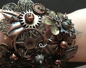 OOAK Giant Filigree and Gears  Steampunk Cuff Bracelet