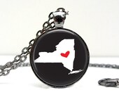 New York State Love Necklace Glass Dome Pendant Art Pendant Picture Pendant Handcrafted Jewelry by Lizabettas