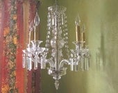 Chandelier Lighting, Antique Cut Crystal, Rare