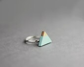 Wooden Gold Dipped Triangle Ring (Light Blue) - Modern Handmade Jewellery