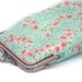 Sunglass Case - Pastel - Mint with Red and Pink Flowers 100% cotton - Silver Frame