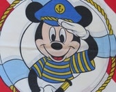 Vintage MICKEY MOUSE Sailor Walt Disney Pillowcase Single Standard Pillow Case Ships Ahoy Pillowcase Childrens Bedding Sheets