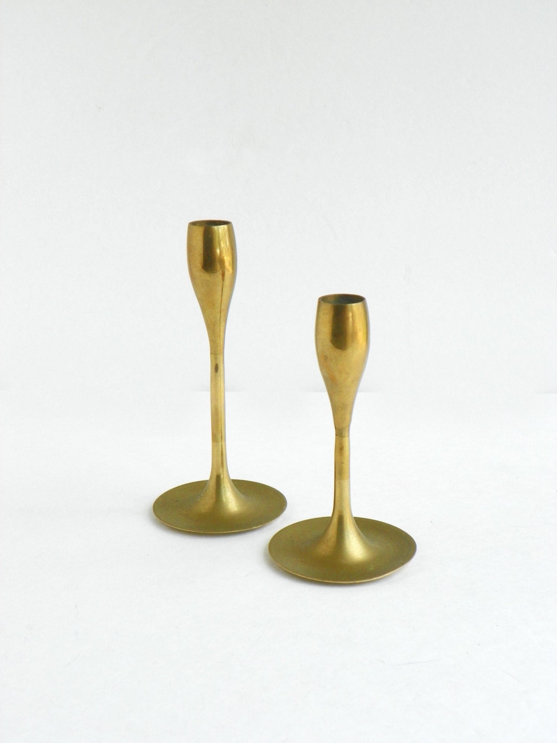 Mid Century Brass Candle Holders