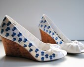 Doctor Who Tardis Print HandPainted Canvas Wedge Heels