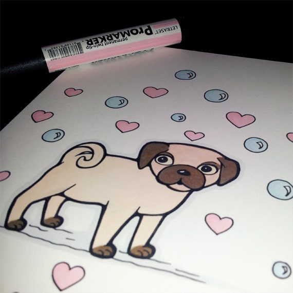 Original marker sketch. "Puppy Love"