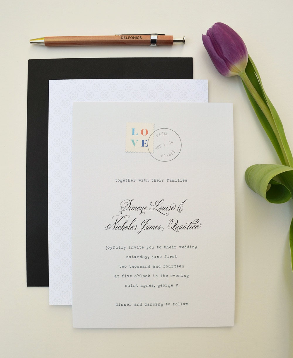 Post Mark - A Sample Wedding Invitation Suite (1 invite, 1 RSVP card and 1 information card)
