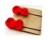 Red bow bobby pin, cute crochet bow hair pin, cute hair accessories for girls and kids, pick your color