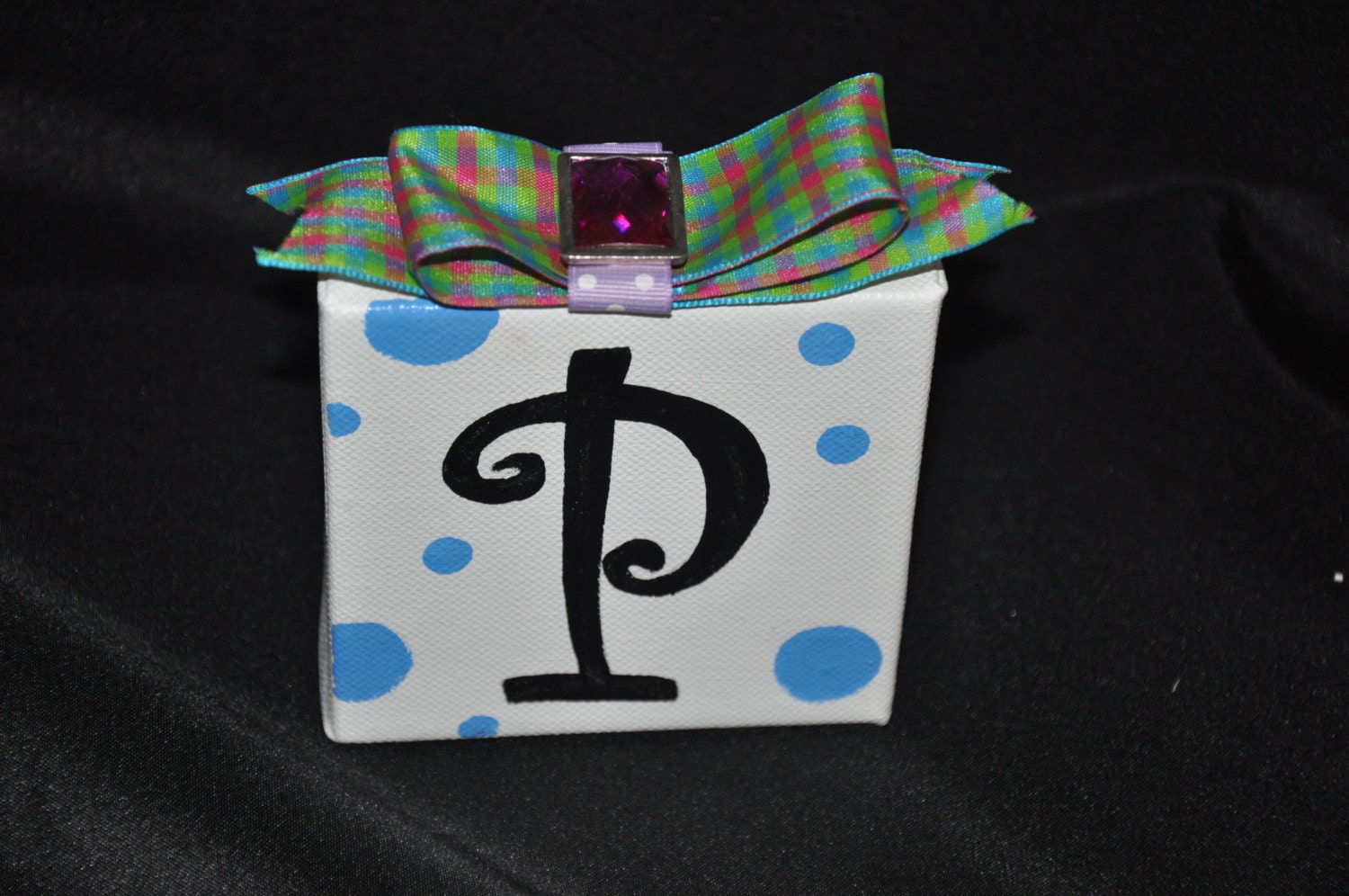 Letter P - White with Black P and polka dots