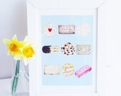 Collection of biscuits illustration 8 x 11 wall art print
