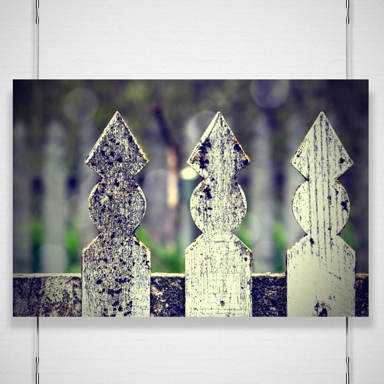 Picket Fence Photograph - 8x12 photography print - white purple wood country shabby chic nursery living room wall art 'Simple Kind of Life'
