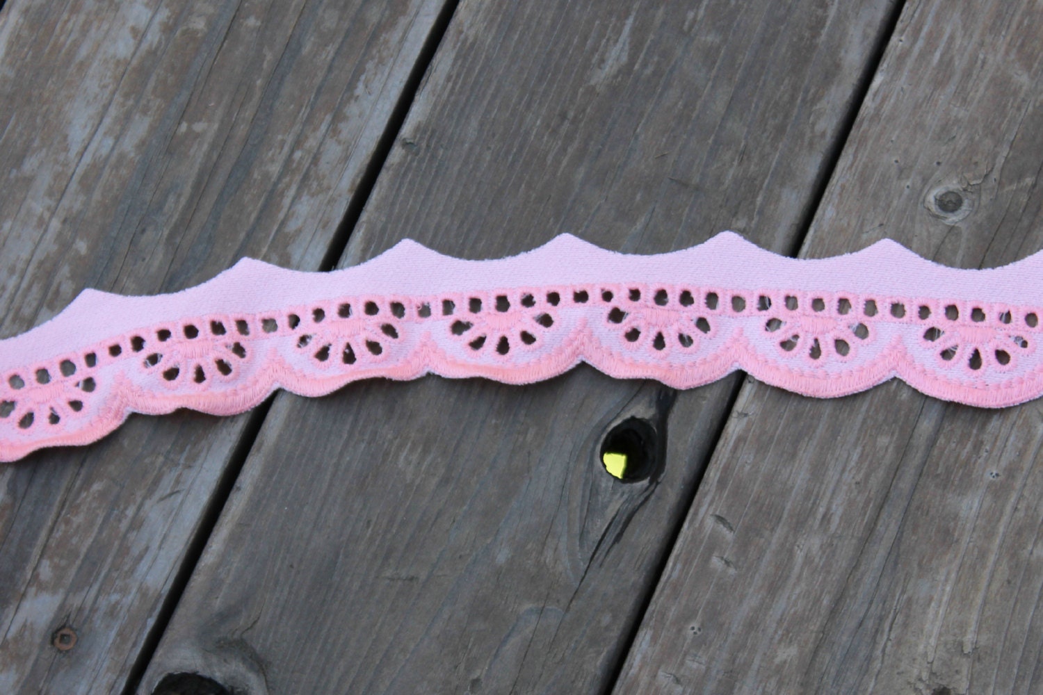 Pink Embroidered Scalloped Trim 6 yards