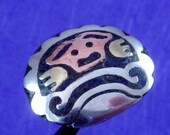 Vintage Los Ballesteros Taxco Mexican Sterling Silver Stone Mixed Metals Earrings 15623