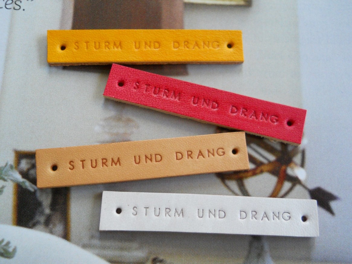 50  custom leather labels - personalized - embossing effect (VEG-TAN COLOR)