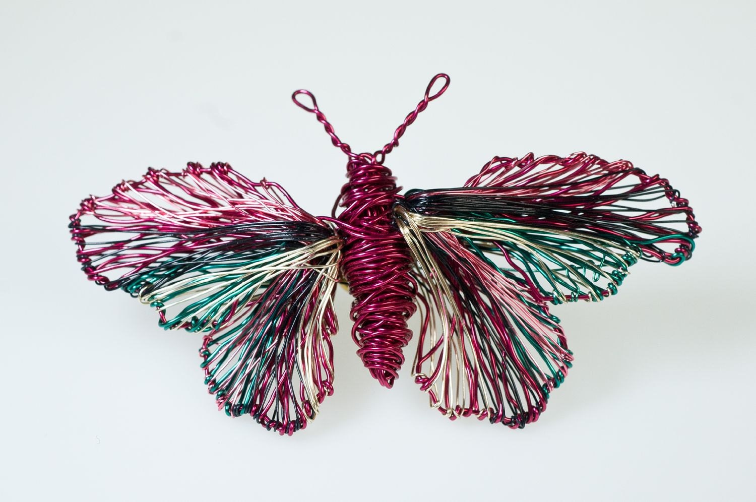 Unique butterfly brooch.Art butterfly jewelry.Wire wrapped insects.Prototype jewelry.Wired sculpture.
