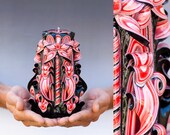 Carved candle - Black and Red candle - Black candle - Gothic candle