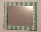 Seafoam chevron mirror, teal and cream wall mirror