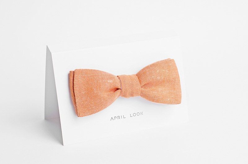Bow tie in peach and pink - double sided