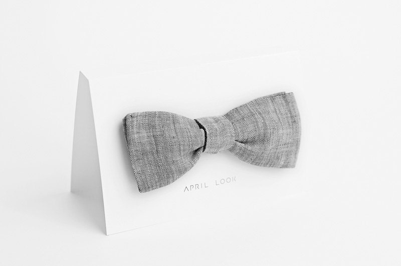 Chambray bow tie - double sided