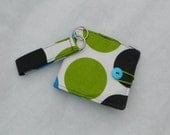 Small Wallet & Keychain Set - Lime/Blue/Black Dots