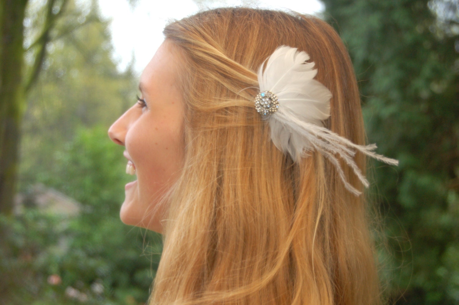 Bridal White Feather Hair Clip/ Feather Fascinator- The JULIET- SALE