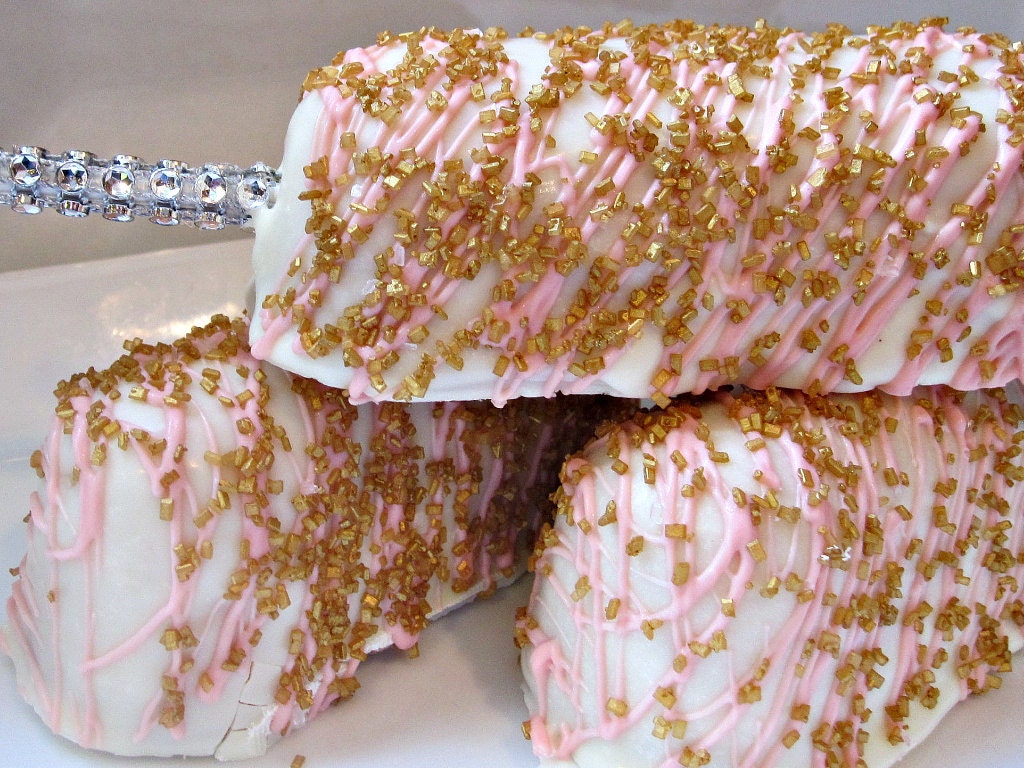 Chocolate Dipped Devil Dogs - Pink and Gold Decor with Bling Sticks