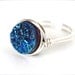 Cobalt Blue Titanium Druzy Ring Sterling Silver Wire Wrapped - Simple elegance