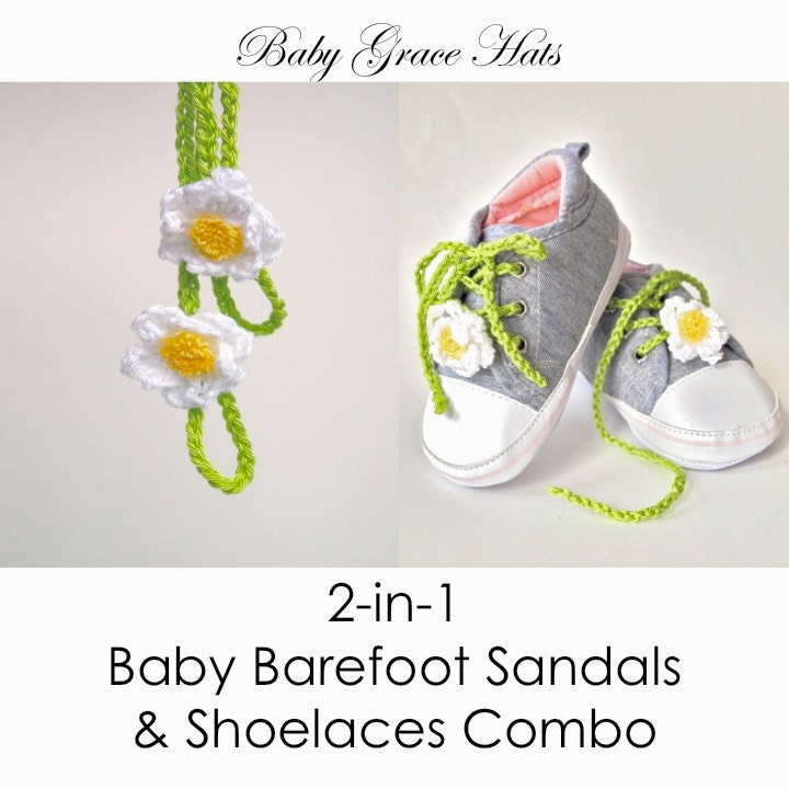 Barefoot Baby Sandals, Daisy Crochet Baby Sandals, Crochet Shoe Laces, Baby Girl Summer, Newborn Photo Prop