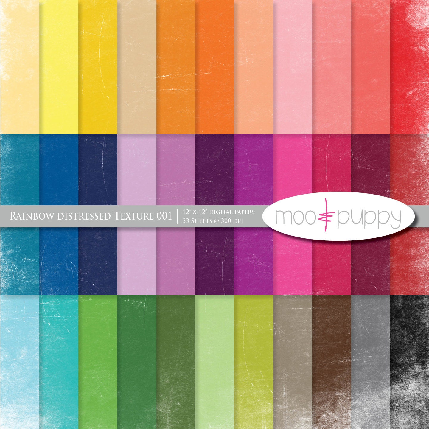 Distressed Digital Scrapbooking Paper  --  Rainbow Distressed Texture 001 --  12x12  -  INSTANT DOWNLOAD by Moo and Puppy
