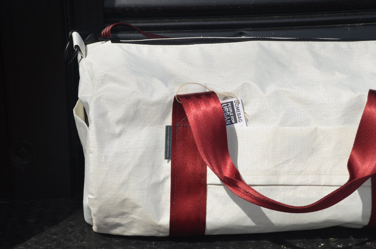 Dome Duffle: Red Seat Belt Strap w/ Yellow Lining
