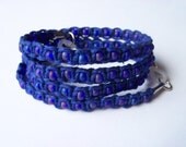 Beaded Hemp Eye Glass Chain, eyeglass leash, macrame, blue