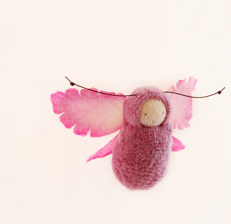 Flower fairy ornament pale lilac miniature  doll fairie