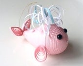 Baby Whale Ornament - Paper Quilled Whale in Light Pink