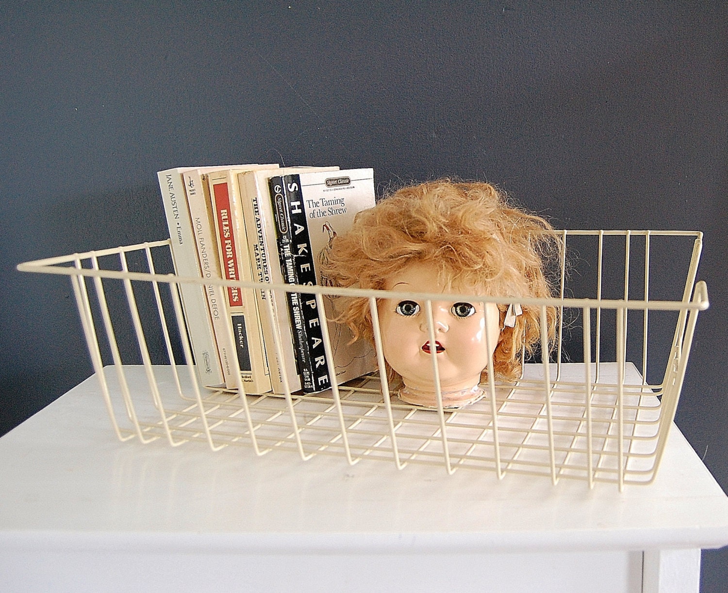 Wire Basket Tray Cream Cottage Chippy Storage