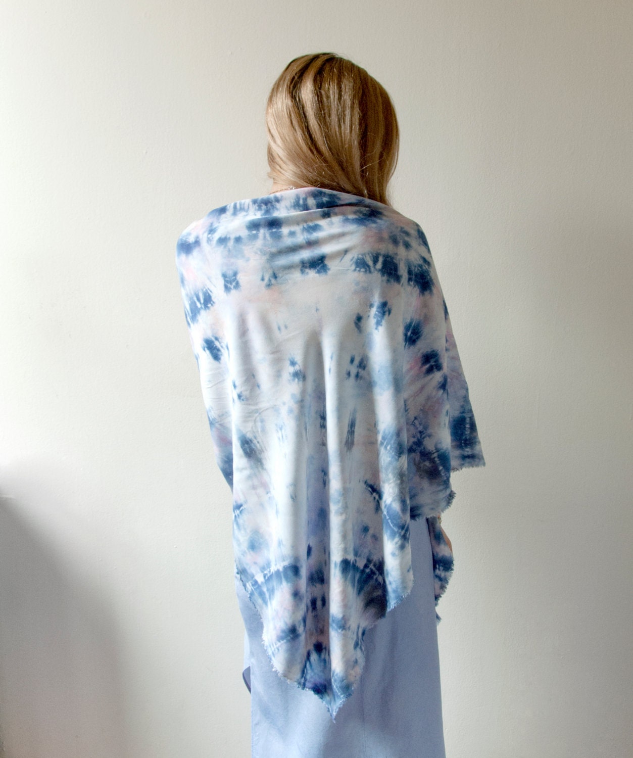 TIE DYE Bamboo Scarf. Hand Dyed Scarf. Pastel Shawl Scarf. Large scarf.