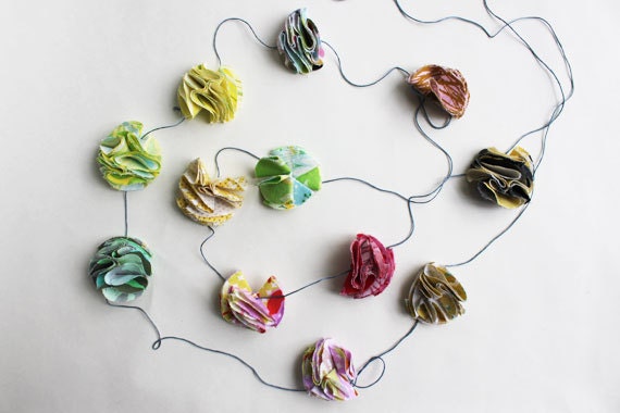 Fabric Flower Garland, Handmade Fabric Flowers, Party Décor, Photo Prop, Wedding