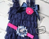 Petti Romper - Lace Romper - Strapless Romper - Navy Petti Romper
