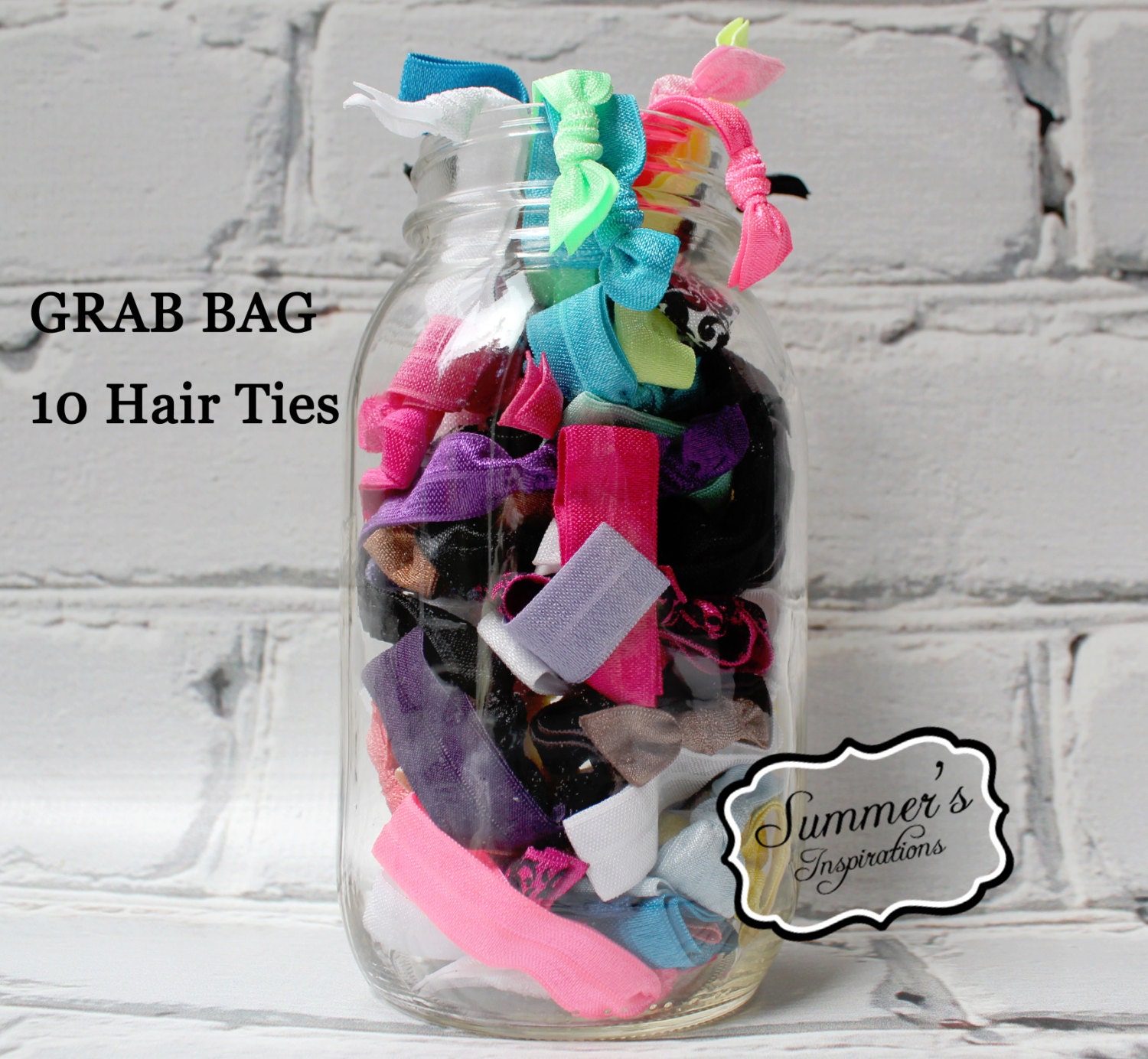 Hair Tie - 10 Hair Ties - Grab Bag Elastic Hair Ties - Creaseless Hair Ties