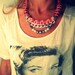 Neon Pink Rope Necklace-Braided Silver Chunky Chain- Pearl Choker Statement Necklace