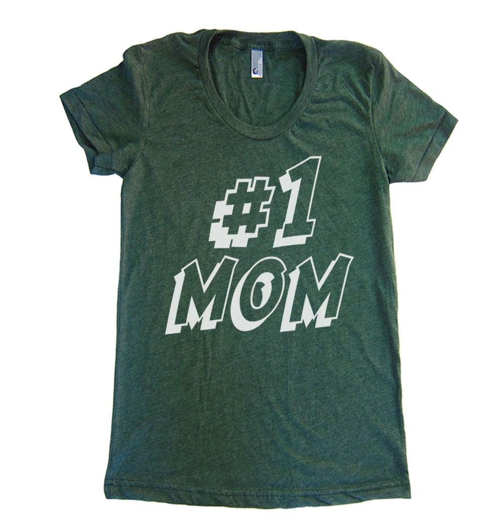 Womens Number One Mom T Shirt - American Apparel TShirt tee - S M L XL (20 Color Options)