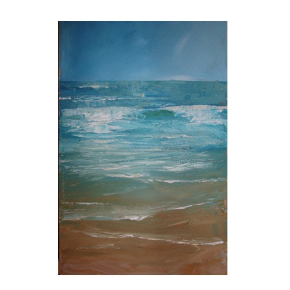 Original Acrylic on Canvas Painting by Tim Brunt: 'Coastal' FRIDGE MAGNET made from Sustainable Wood into a Magnet - "Liven up your fridge"