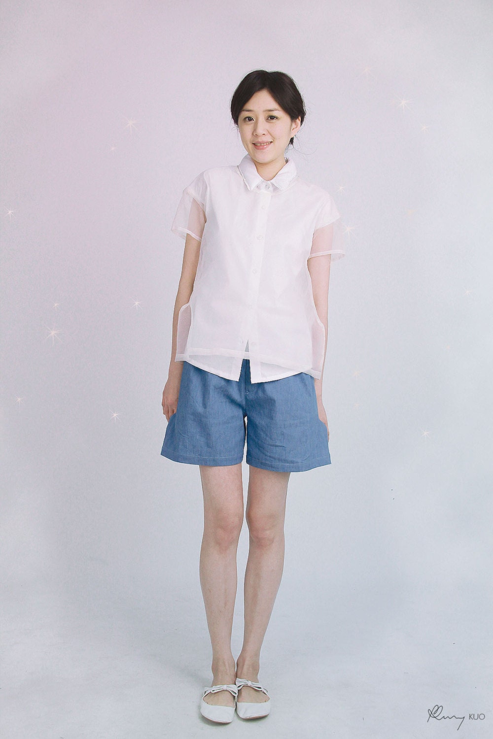 Elvia Contour Denim Short with Cut Out Waistband