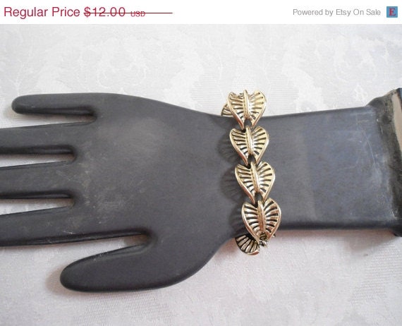 May Days Sale Signed Coro Gold Leaf Vintage Bracelet