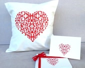 Sale for Mothers Day HEART PILLOW cover with matching cards