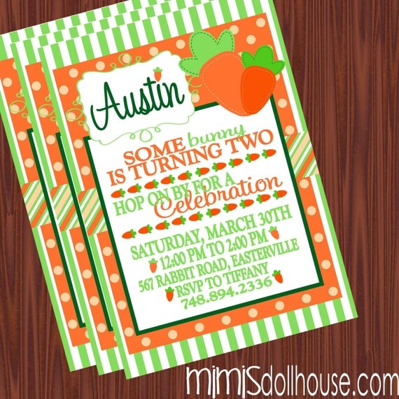 Carrot Day Invitation- Printable Carrot Birthday Invitation-Easter Birthday Invitation PDF/JPEG Il_570xn
