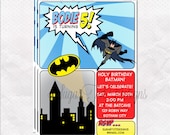 Batman Invitation, Retro Batman Birthday Invitation, Superhero Birthday Invitation - PRINTABLE