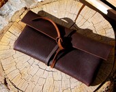 Leather Clutch in Brown-