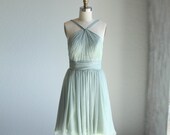 Wedding dress , chiffon party dress,  bridesmaid dress,  formal dress in light green mint ( B014)