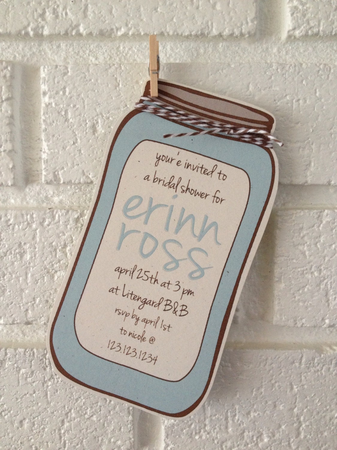 mason jar cut out bridal shower invitation